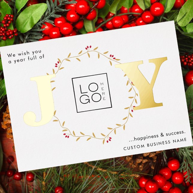 Carte Gold JOY Custom Logo Christmas Foil Card (Créateur téléchargé)