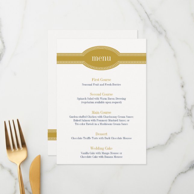 Carte Gold Menu, Collection Mariage Caroline (Devant/Arrière en situation)