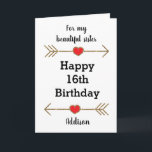 Carte Gold Modern Personalized<br><div class="desc">A red and gold : 16e birthday card for my sister, which you can easily personalize with name. Objets de l’art. Inside this personalized est en mode 16e birthday card, it says "Wishing you love, happiness and laughter today and every day ! Joyeux anniversaire !" You can easily personalize your...</div>