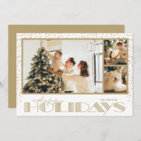 Carte Gold Multiple Photo Happy Holiday