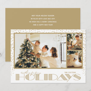 Carte Gold Multiple Photo Happy Holiday