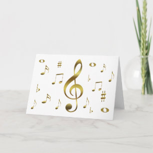 Carte Gold Musical Notes Card