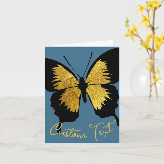 CARTE GOLD NOIR BOUTEILLÉ PERSONNALISÉ SCRIPT TEXTE DENI (Fleur jaune)