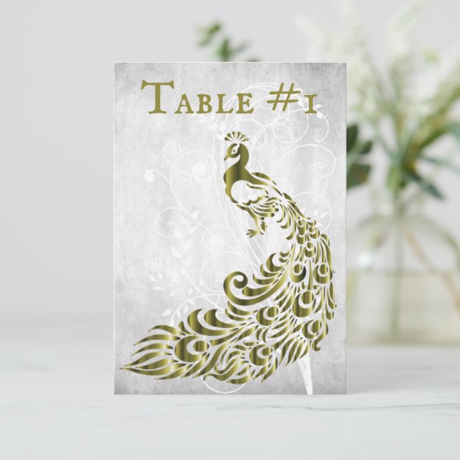 Carte Gold Peacock Leaf Vine Table (Debout devant)