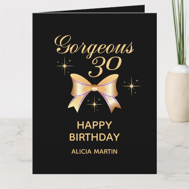 Carte Gold Ribbon Girl Gorgeous 30 Black Joyeux Annivers (Devant)