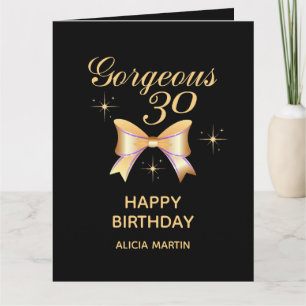 Carte Gold Ribbon Girl Gorgeous 30 Black Joyeux Annivers