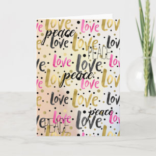 Carte Gold Rose Noir Confetti Aimer Paix