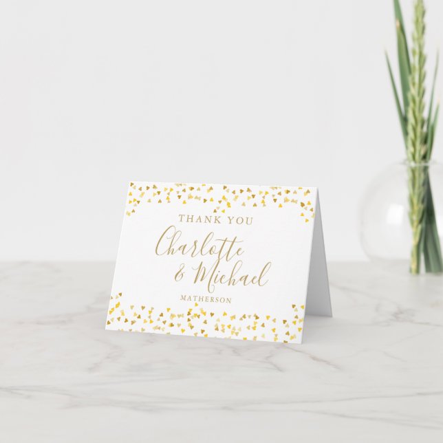 Carte Gold Signature Script Merci Coeurs Confetti (Devant)