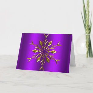 Carte Gold Snowflake Star Purple Noël