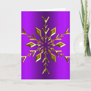 Carte Gold Snowflake Star Purple Noël