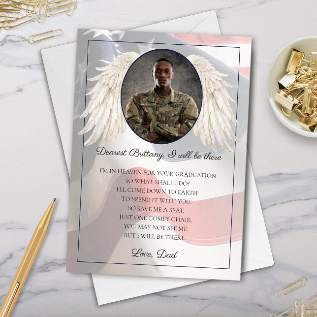 Carte Gold Star de graduation pour enfant avec ail (elegant gold star family member child graduation card from fallen service member to graduate photo)