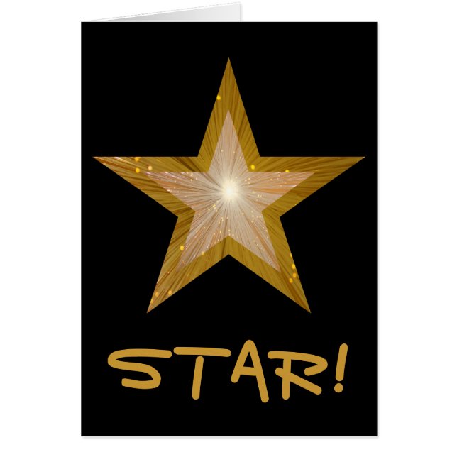 Carte Gold Star 'STAR!' 'Happy Birthday' noir (Devant)