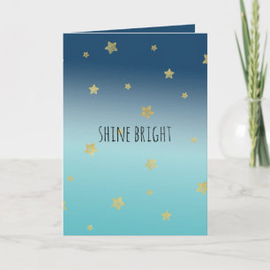 Carte Gold Stars Aqua Blue Ombre devis personnalisé