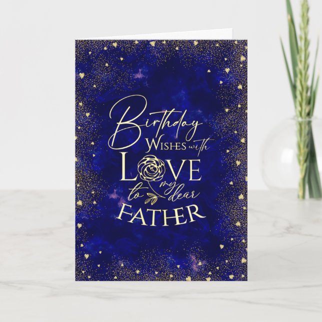 Carte Gold Text Night Sky Birthday Father Photo (Devant)