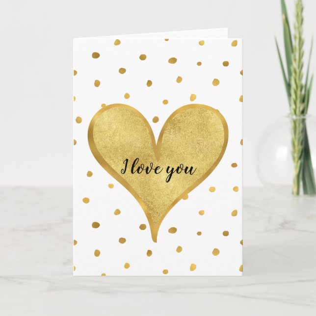 Carte Gold White Dots Heart Love (Devant)