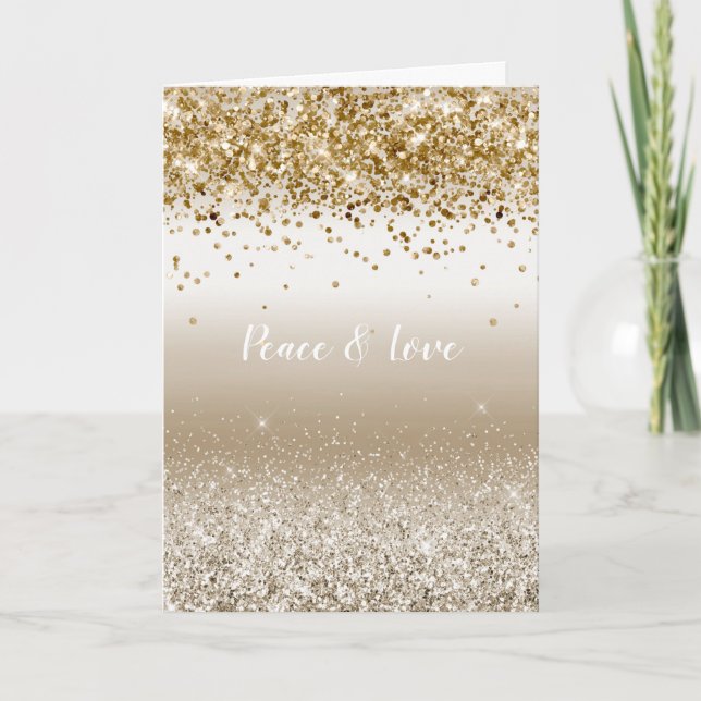 Carte Gold White Sparkle Parties scintillant Paix Amour (Devant)