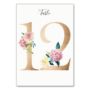 Carte Golden 12 Floral Table Numéro