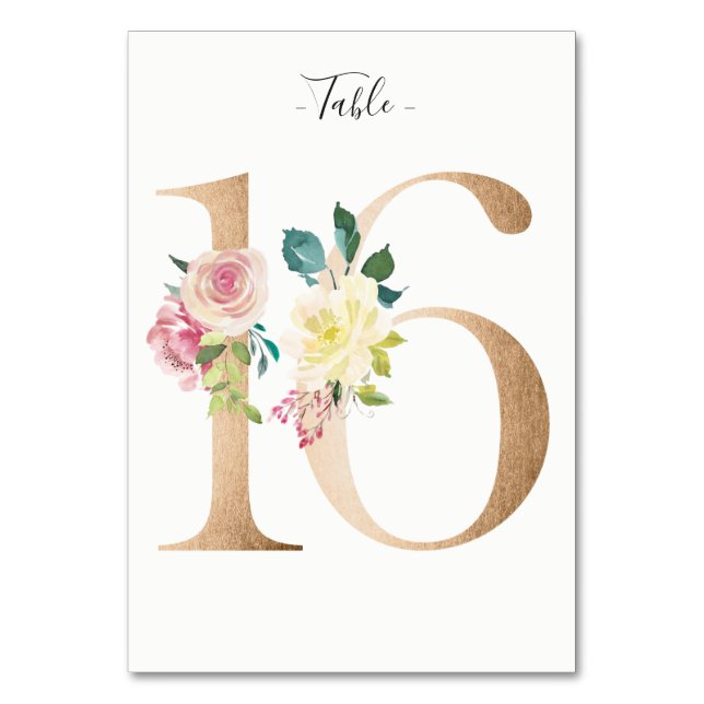 Carte Golden 16 Floral Table Numéro (Par défaut)