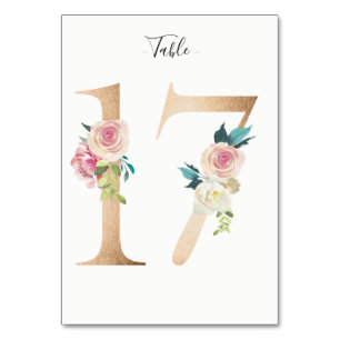 Carte Golden 17 Floral Table Numéro