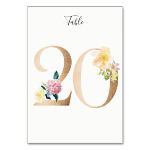 Carte Golden 20 Floral Table Numéro