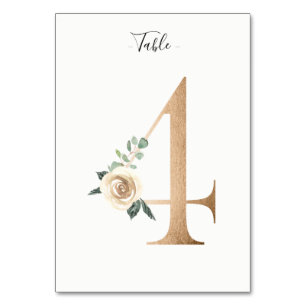 Carte Golden 4 Floral Table Numéro