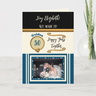 Carte Golden 50e anniversaire heureux années bleu noir
