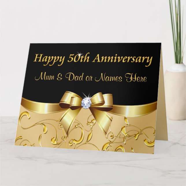 Carte Golden Anniversary Cards for Mum and Dad YOUR TEXT (Devant)