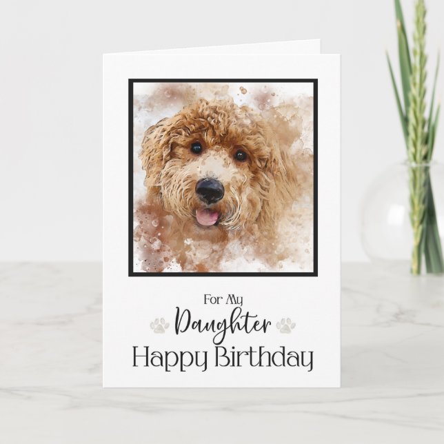 Carte Golden Doodle Cavapoo Bonne fille d'anniversaire (Devant)
