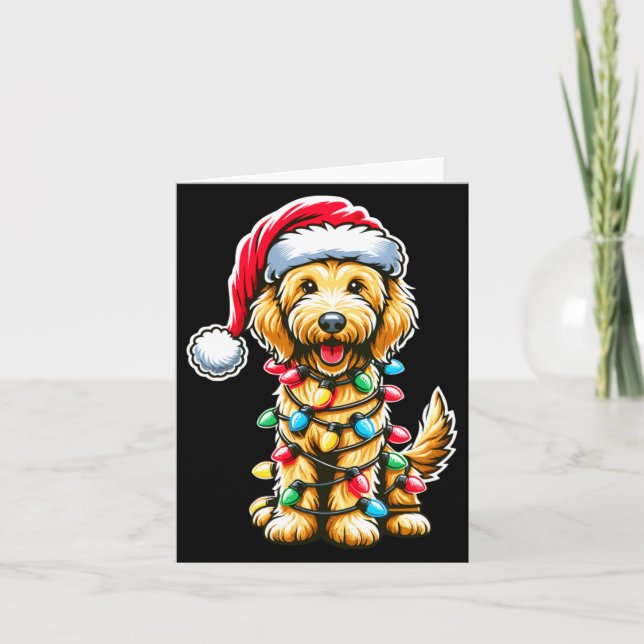 Carte Golden Doodle Christmas Tree Xmas Dog Pajamas Gold (Devant)