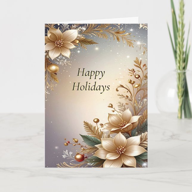 Carte Golden Floral Holiday Card (Devant)