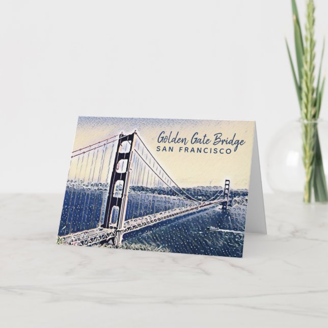 Carte Golden Gate Bridge San Francisco Watercolor Art (Devant)