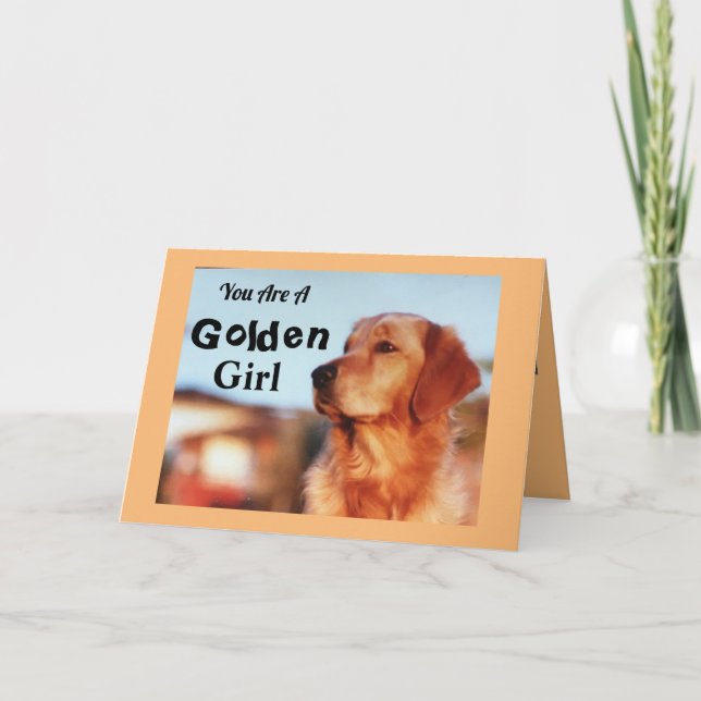 Carte Golden Girl Anniversaire Golden Retriever mignon V (Devant)