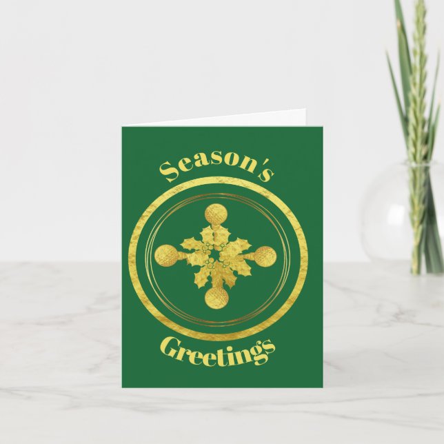 Carte Golden Golf Balls et Holly Christmas Card (Devant)