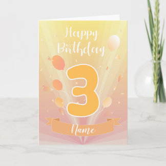 Carte Golden Happy 3rd birthday