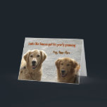 Carte Golden Lab Friends Anniversaire<br><div class="desc">Deux Golden Labrador Retrievers ensemble. Jeunes et vieux,  amis à vie !  "On dirait que Samson a eu son toilettage annuel" "Oui,  mouches du temps" "Joyeux anniversaire. Offrez-vous quelque chose de bien !"</div>