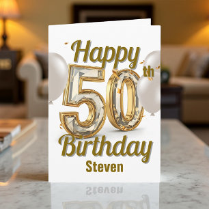 Carte Golden Luxurious Elegance 50e anniversaire Salutat