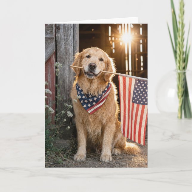 Carte Golden Retriever 4 juillet (Devant)