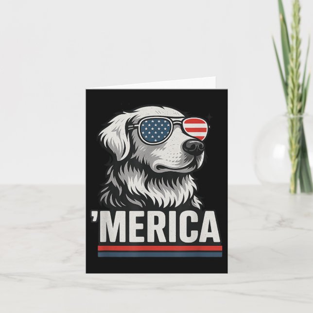 Carte Golden Retriever 4 juillet Merica (Devant)