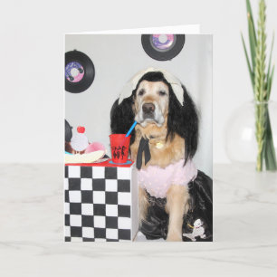 Carte Golden Retriever 50's Girl Birthday