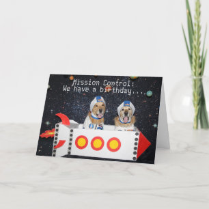Carte Golden Retriever Anniversaire Attaque spatiale