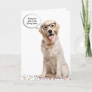 Carte Golden Retriever avec lunettes Anniversaire Humour