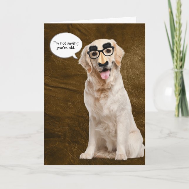 Carte Golden Retriever avec masque en cuir (Devant)
