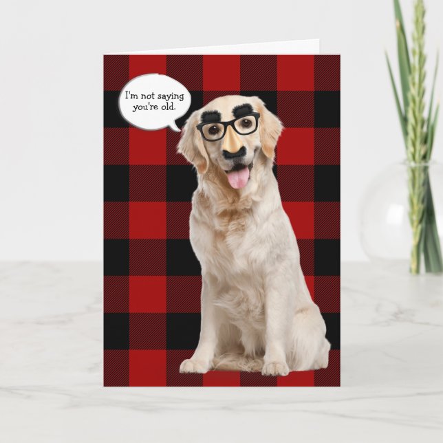 Carte Golden Retriever avec masque sur plaid (Devant)