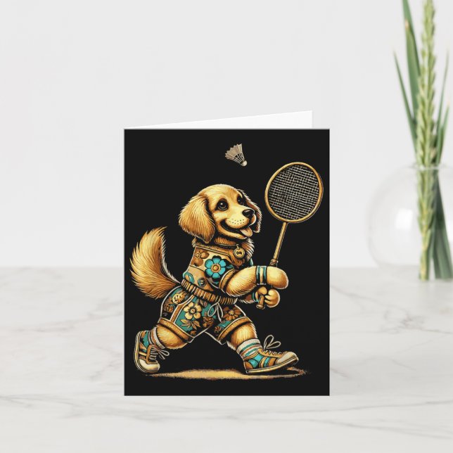 Carte Golden Retriever Badminton Player Navette (Devant)