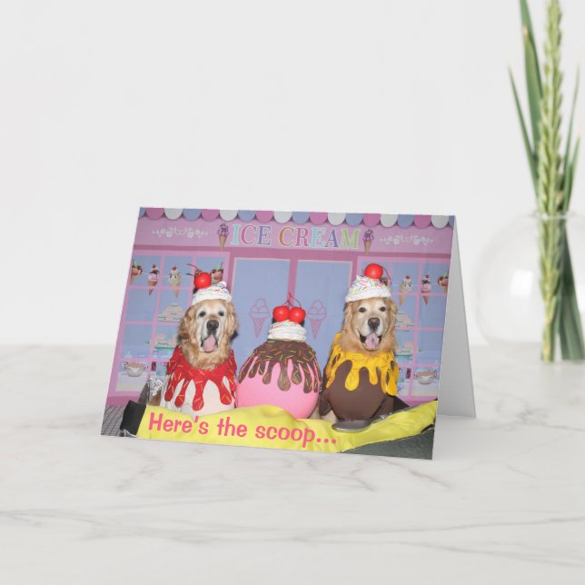 Carte Golden Retriever Banana Split Anniversaire (Devant)