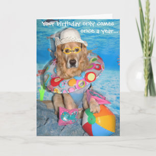 Carte Golden Retriever Beach Bather Anniversaire Splash