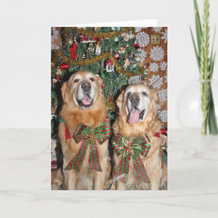 Carte Golden Retriever By the Christmas Tree