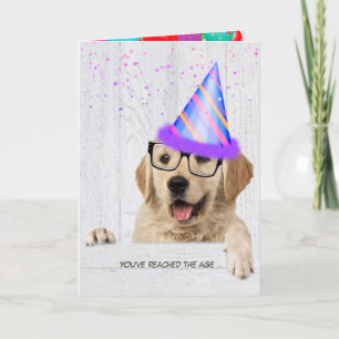 Carte Golden Retriever Chien avec casquette de fête d'an