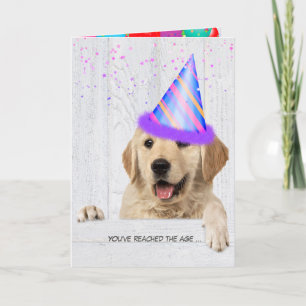 Carte Golden Retriever Chien avec casquette de fête d'an