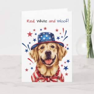 Carte Golden Retriever Chien Casquette patriotique 4 jui